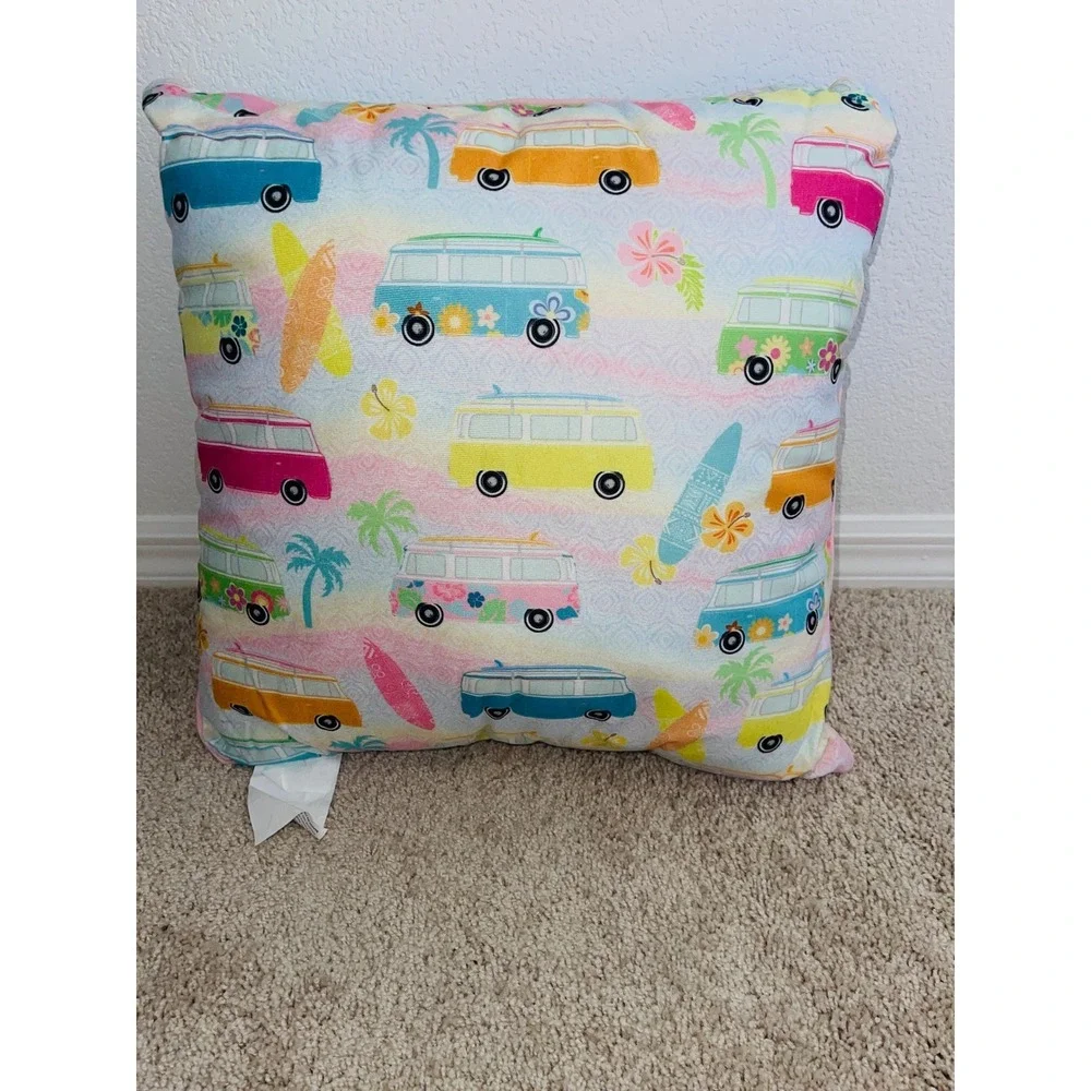 New Retro Camper Van King Sheet Set & Matching Reversible Pillow 5PC Beach Surf